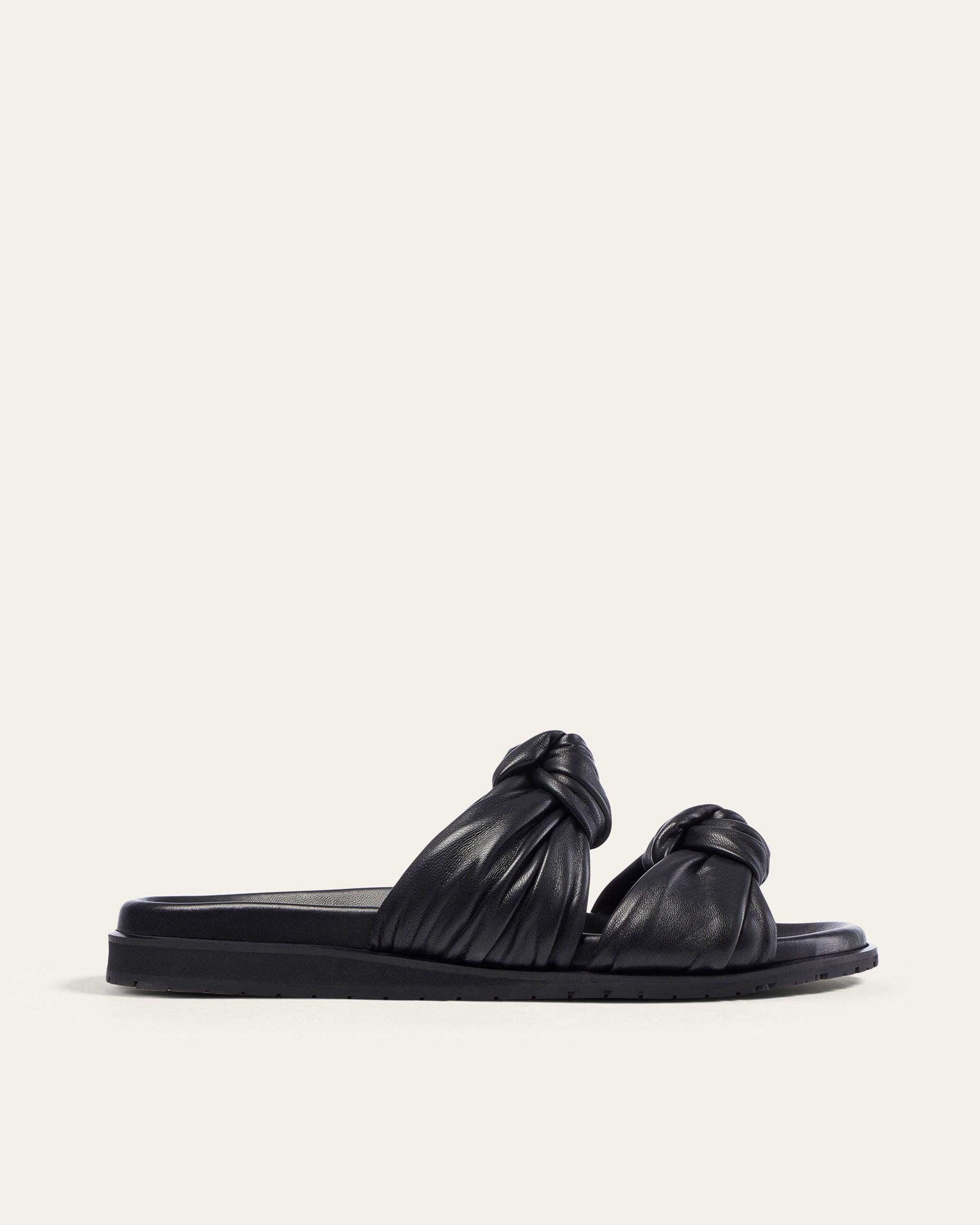 【DEAR FRANCES】ソフトレザー ノットサンダル パフィーサンダル zz_101_zz_df-tye-slide-black-